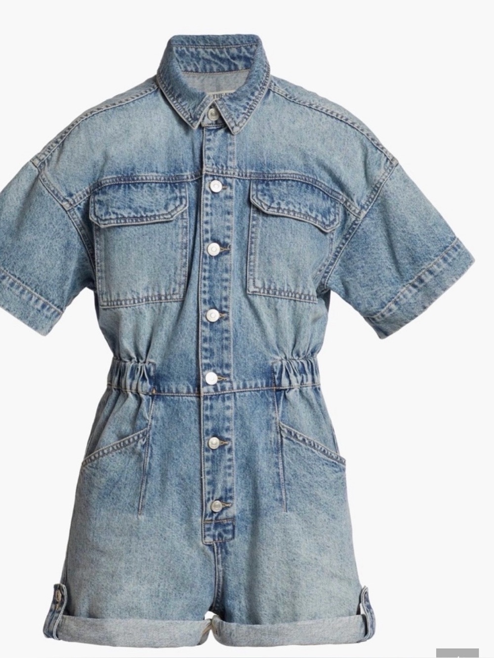 We The Free Light Blue Denim Jacket with Classic Collar